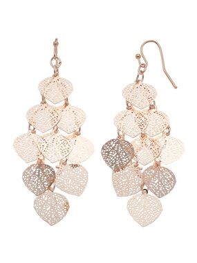 5/$25 😻 LC Lauren Conrad Rose Gold Cascading Leaf Disc Earrings